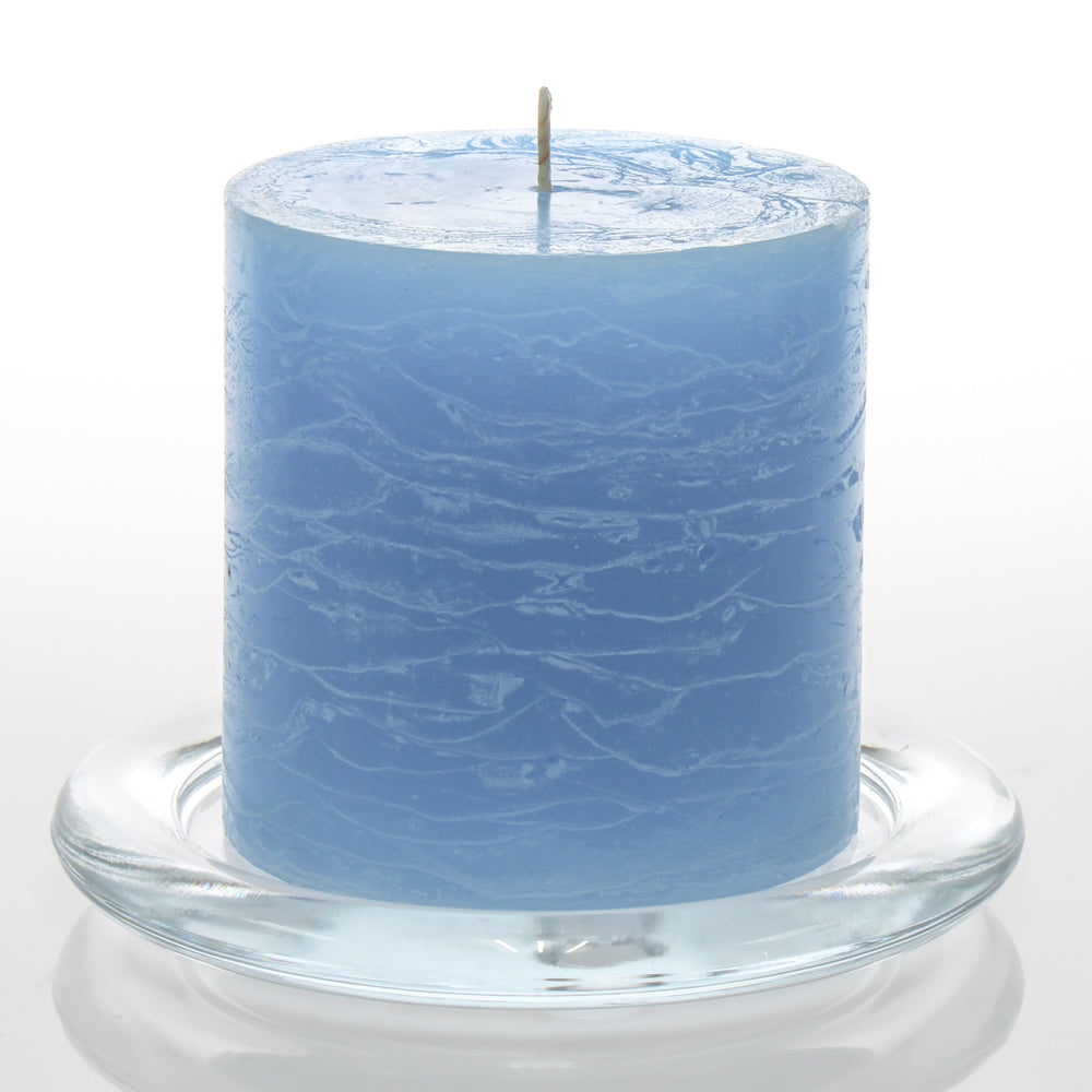 Richland Rustic Pillar Candle 3"x 3" Light Blue Set of 24