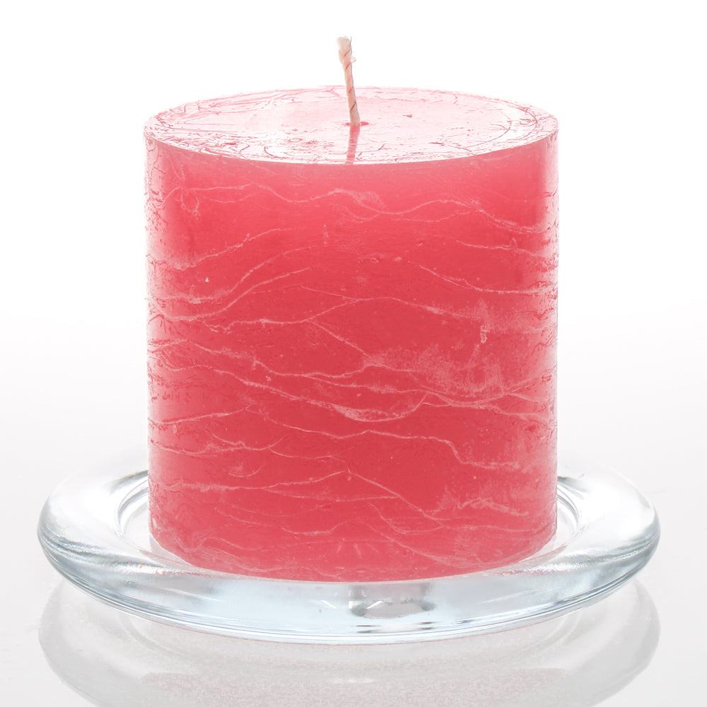 Richland Rustic Pillar Candle 3"x 3" Pink Set of 12