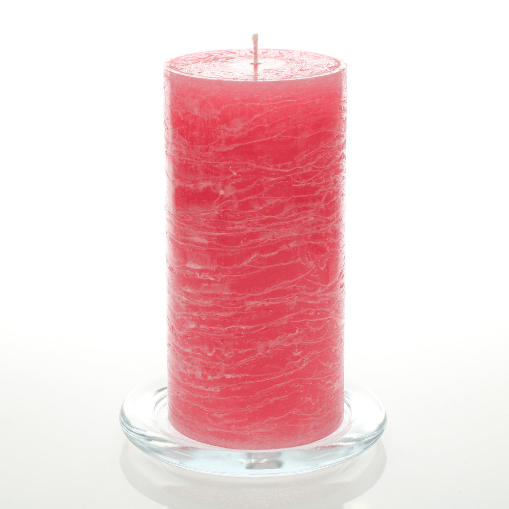 Richland Rustic Pillar Candle 3"x 6" Pink Set of 6