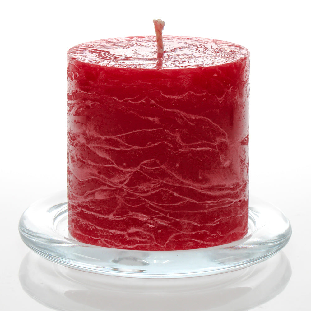 Richland Rustic Pillar Candle 3"x 3" Red
