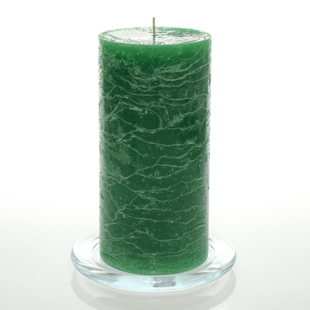 Richland Rustic Pillar Candle 3"x 6" Dark Green Set of 6