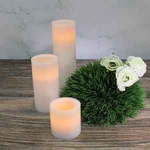 Richland Flameless LED Pillar Candles 3"x3", 3"x6" & 3"x9" White