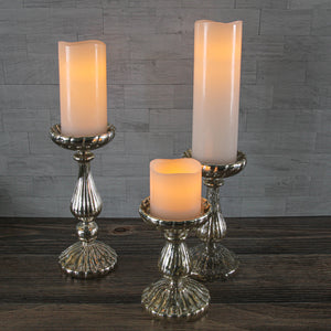 Richland Flameless LED Wavy Top Pillar Candles 3"x3", 3"x6" & 3"x9" White Set of 3