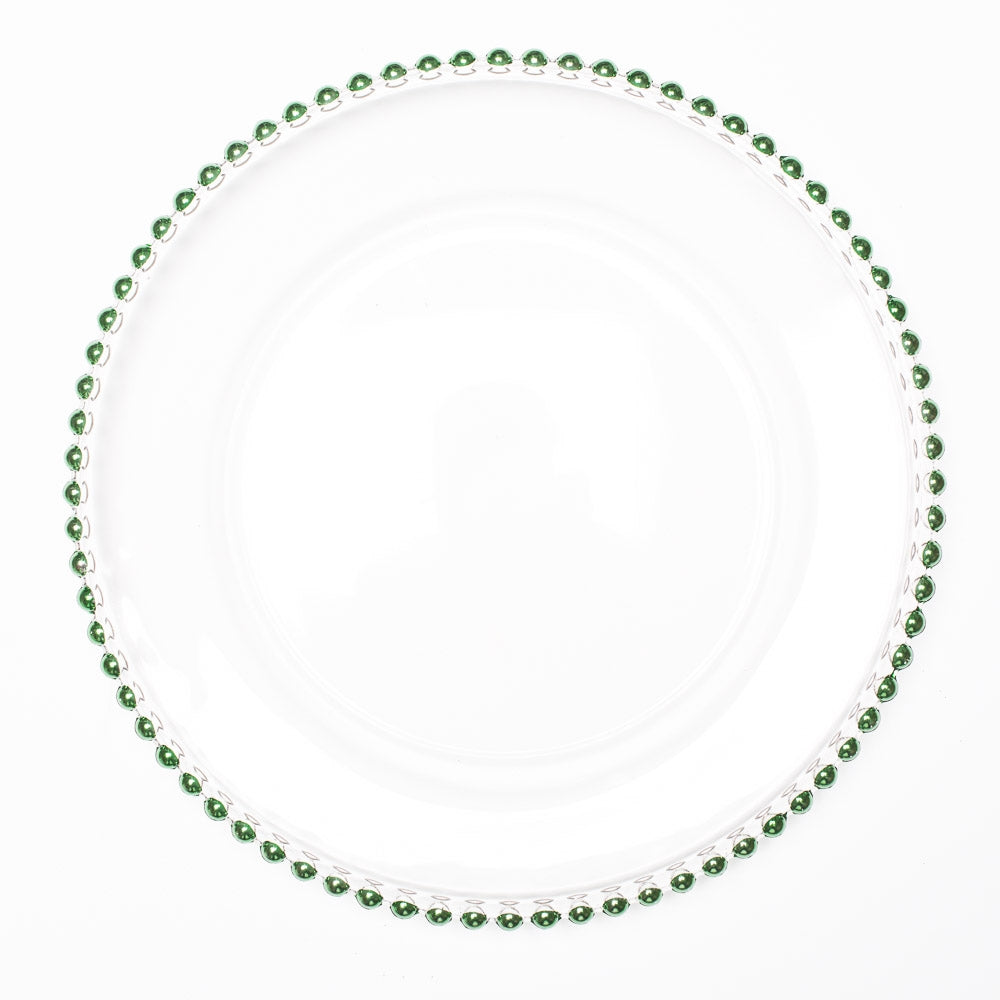 richland 13 green beaded glass charger plate set of 12