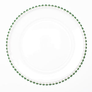 richland 13 green beaded glass charger plate