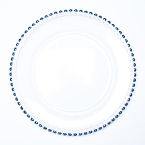 richland 13 blue beaded glass charger plate