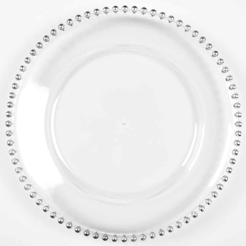 Richland 13" Silver Beaded Plastic Charger Plate Set of 12
