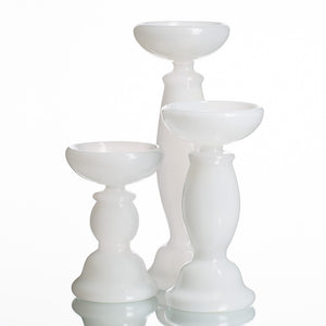 richland white glass pillar candle holder set of 3
