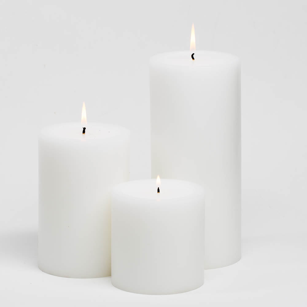 Richland Pillar Candles 4 x4", 4"x6" & 4"x9 White Set of 3