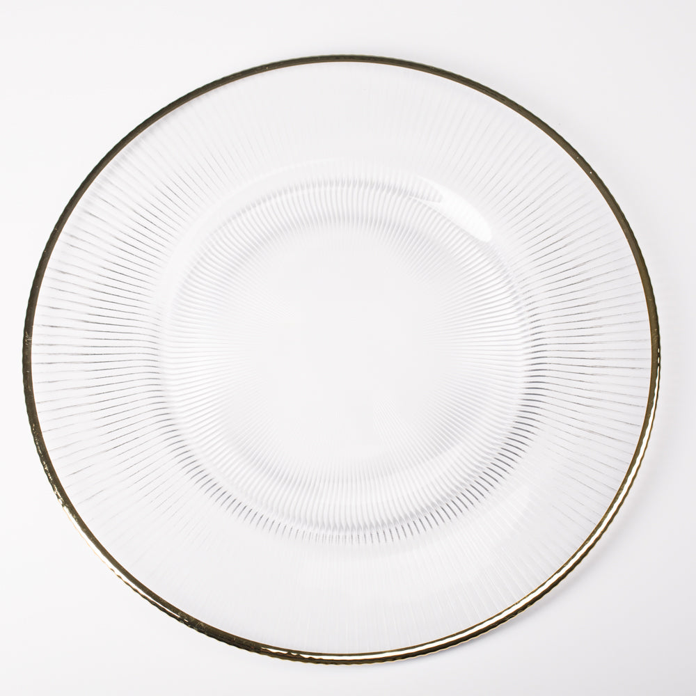 richland 13 gold rim glass charger plate