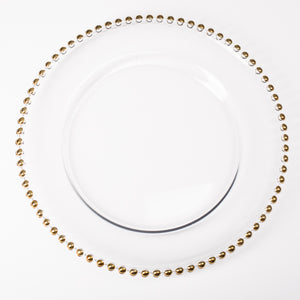 richland 13 gold beaded glass charger plate