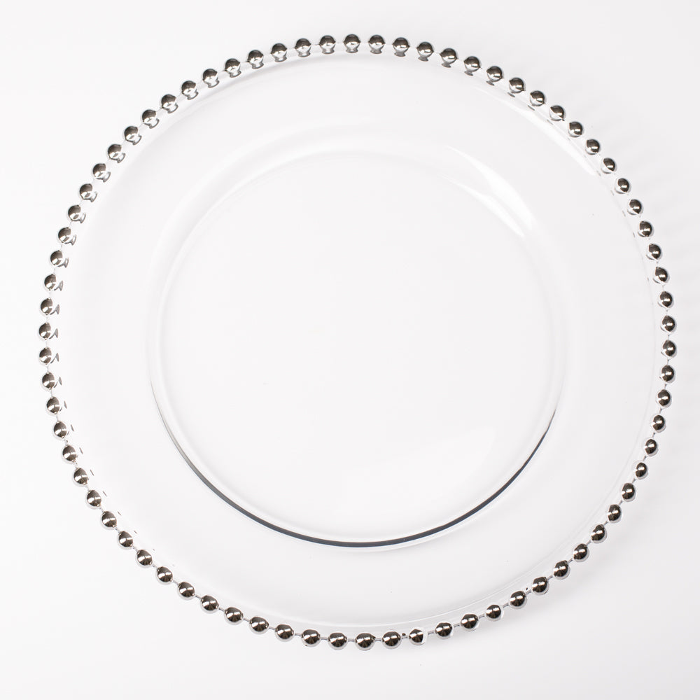 richland 13 silver beaded glass charger plate set of 12