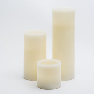 richland flameless led pillar candles 3 x3 3 x6 3 x9 ivory set of 3