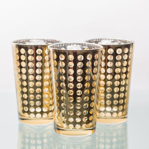 Richland Gold Dotted Glass Holder - Large Set of 6