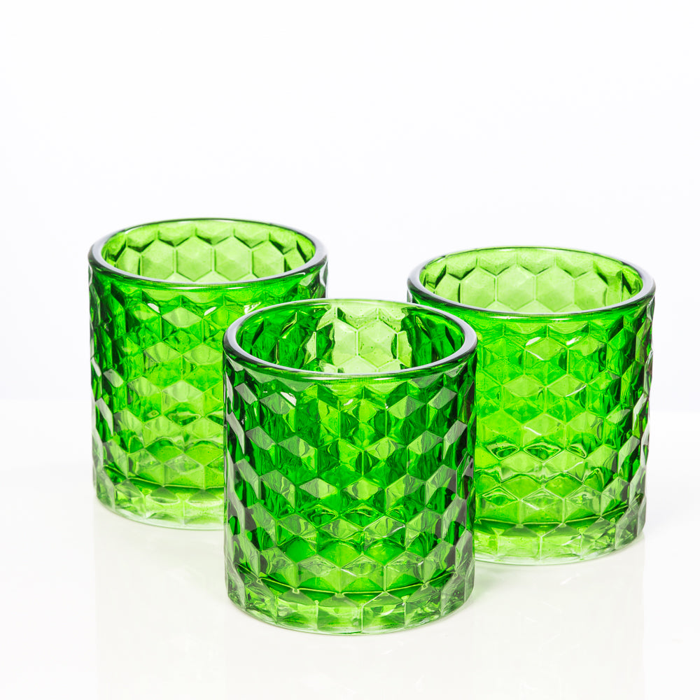 richland green chunky honeycomb glass votive tealight holder set of 6