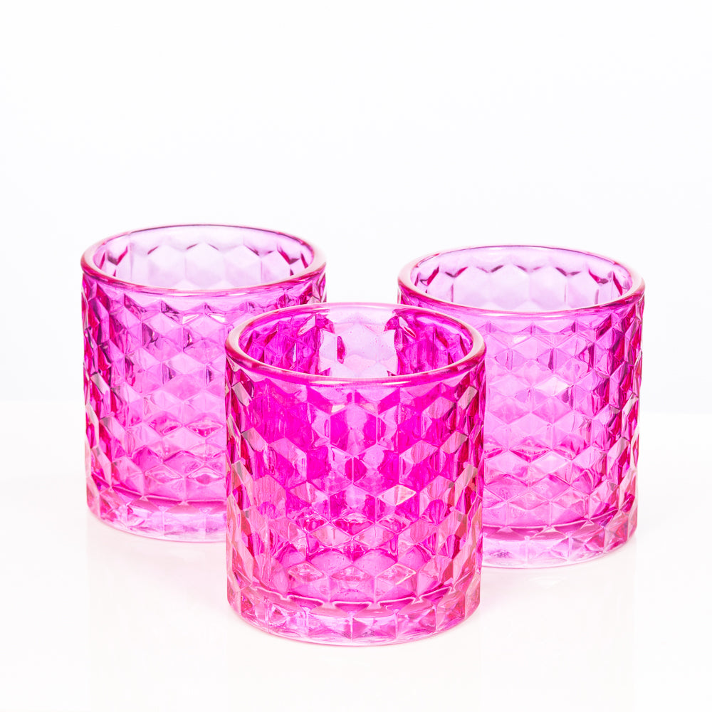 richland pink chunky honeycomb glass votive tealight holder set of 6