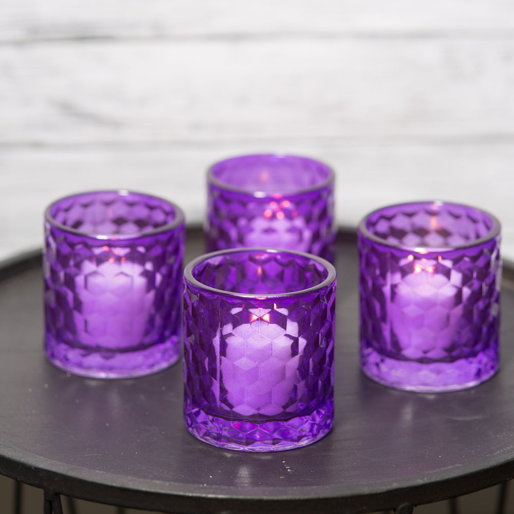 richland purple chunky honeycomb glass votive tealight holder set of 24