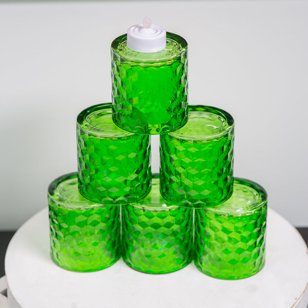 richland green chunky honeycomb glass votive tealight holder set of 6