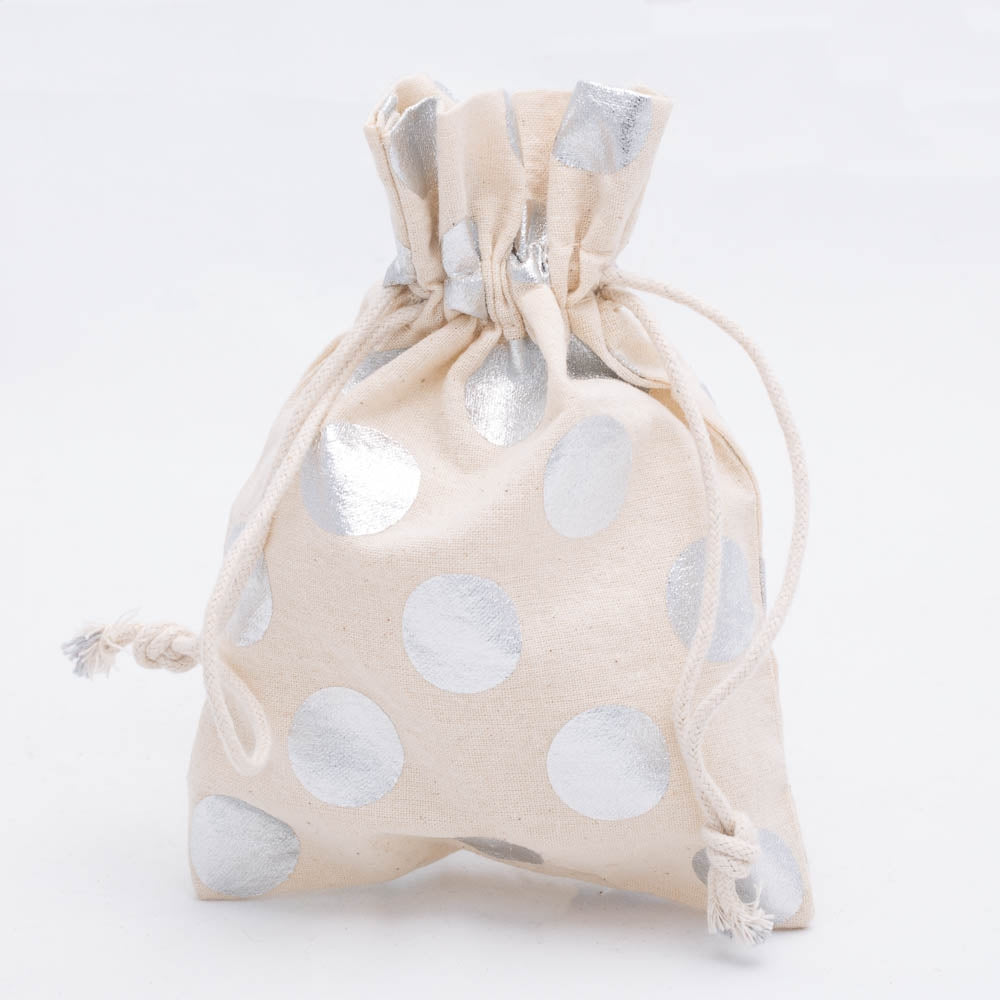 Craft Bag Grey Linen Polka Dot