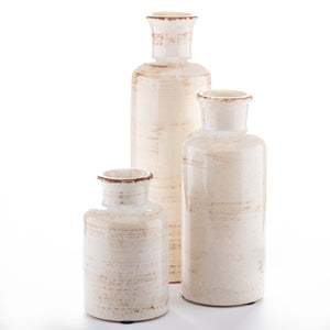 Richland Farmhouse White Ceramic Vase 5", 7.5" & 10" Set of 3
