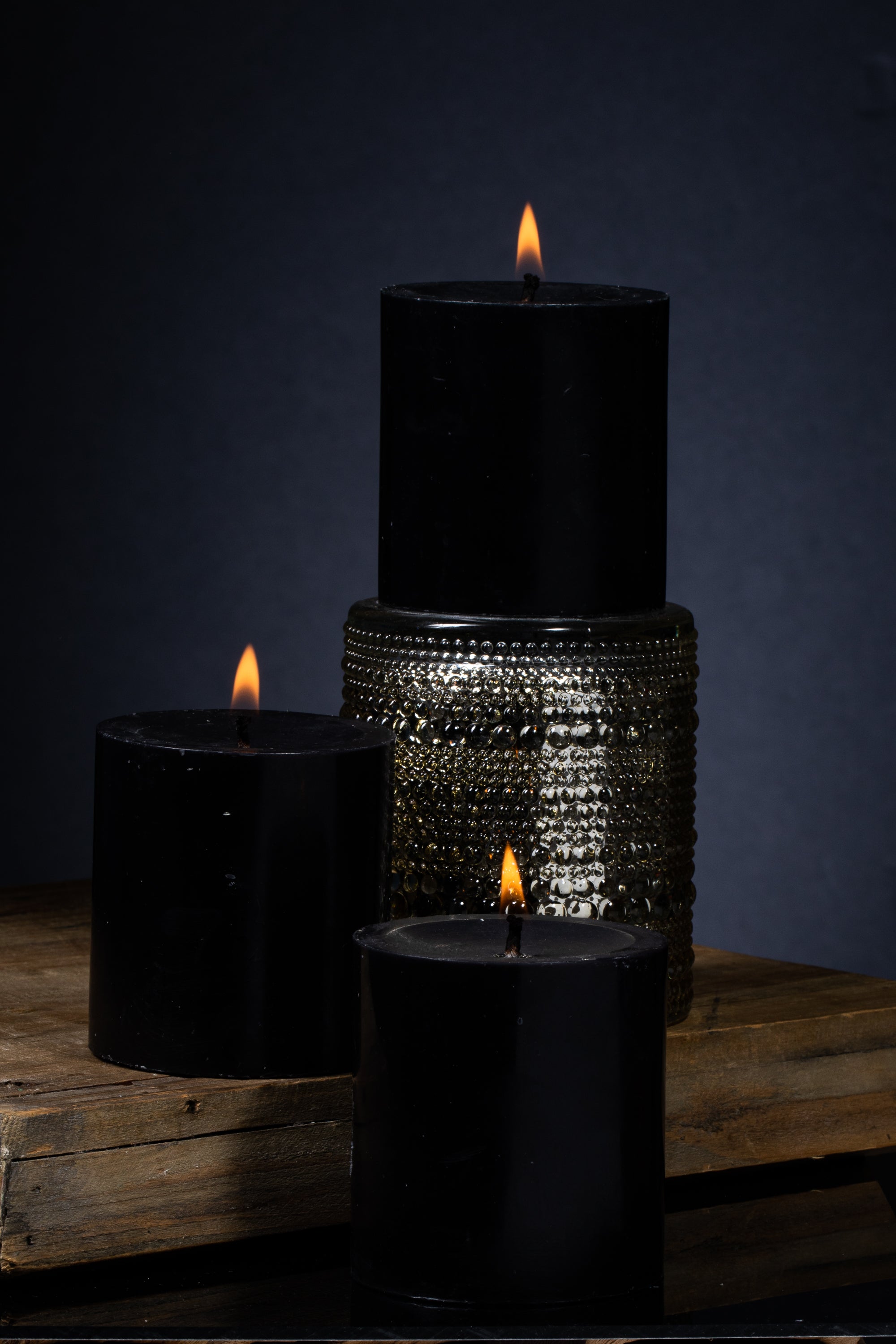 Black Pillar Candle 3"x3"