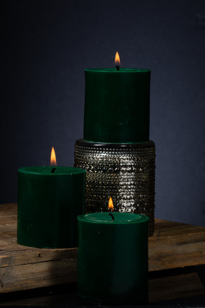 Richland Pillar Candle 3"x3" Dark Green