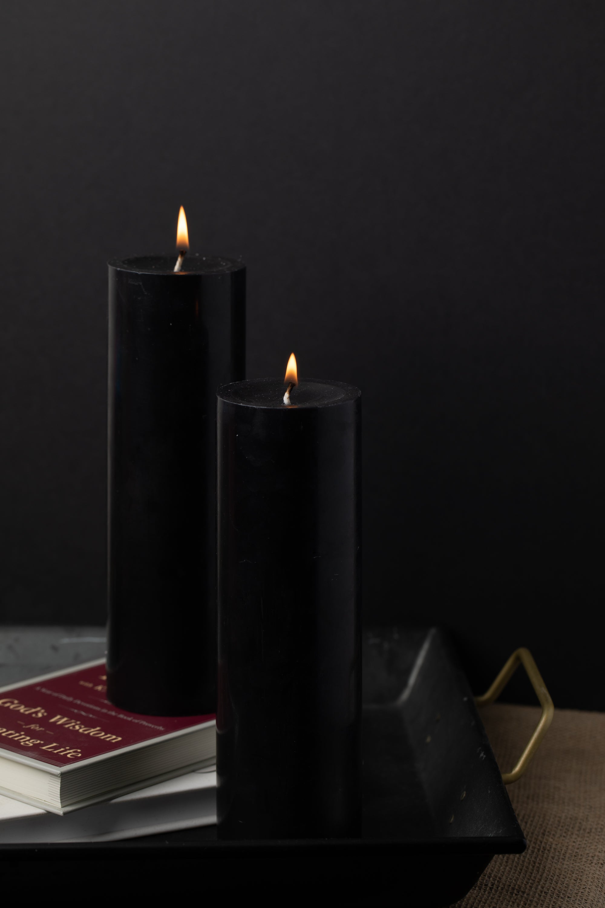 Richland Pillar Candles 3"x9" Black Set of 24