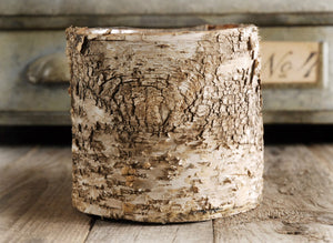Birch Bark Covered 6" Planters Pot w/Liner