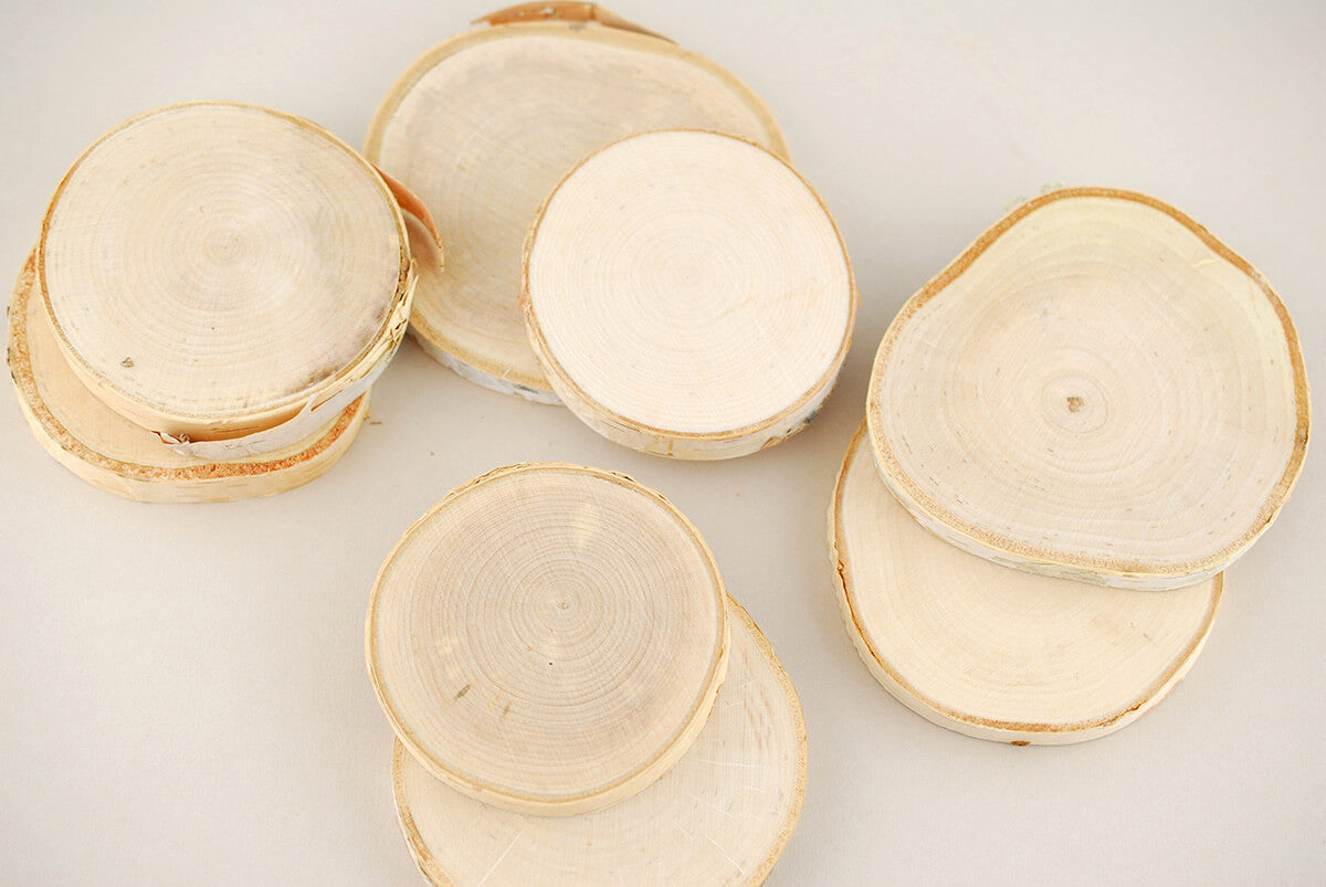 8 natural birch rounds 3 4in set of 8