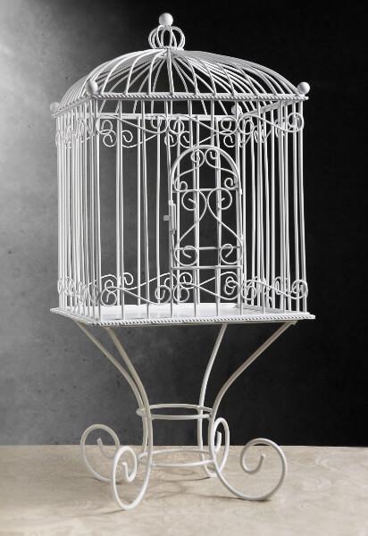 Large Metal Vintage Bird Cage on Stand   21in