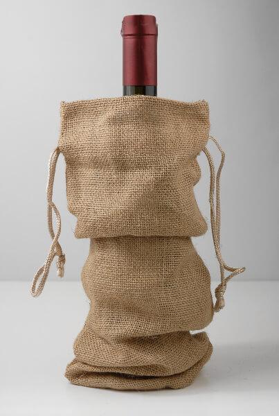 burlap wine bags drawstring pack of 5