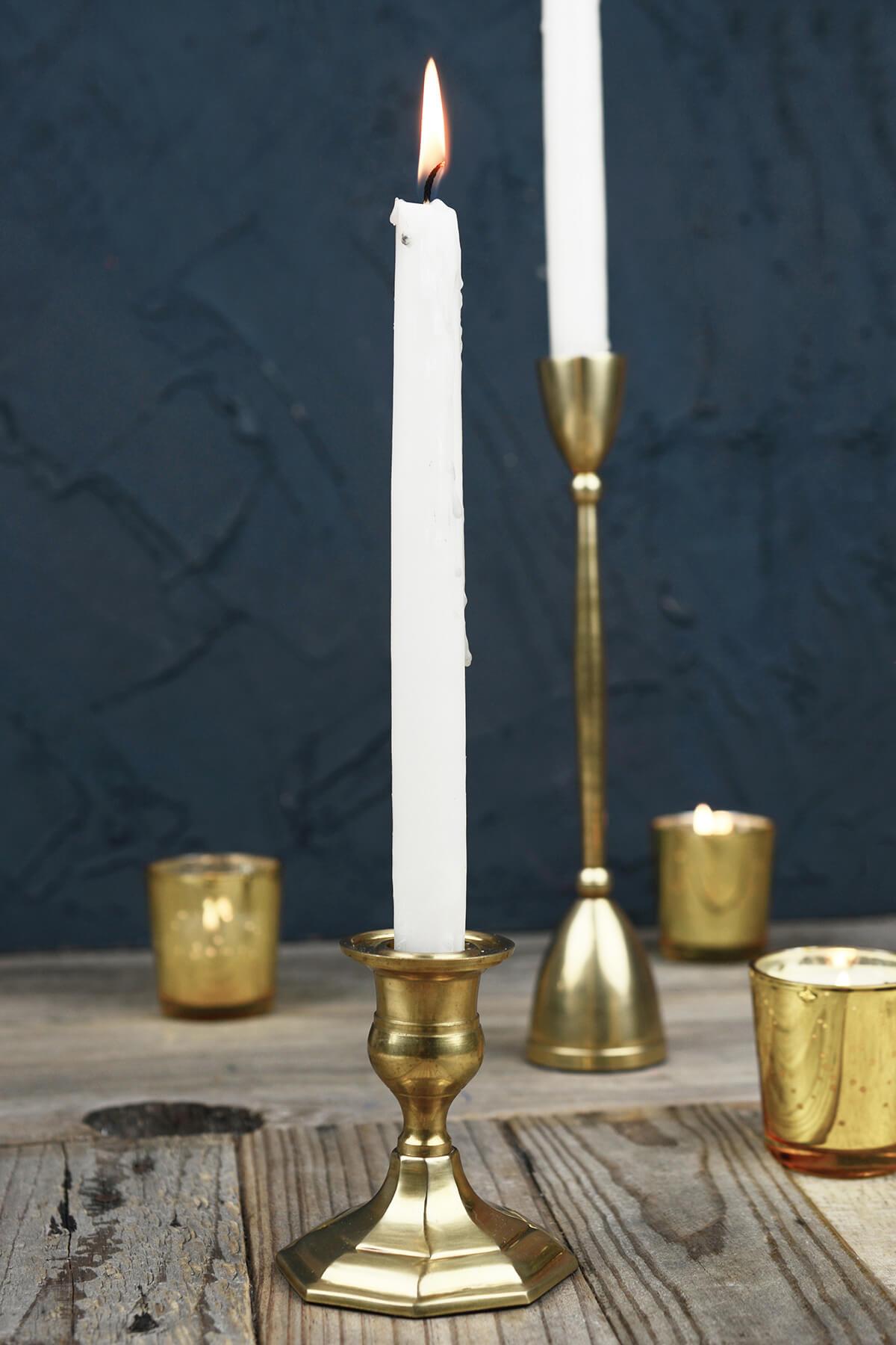 Gold Metal 3.75 Taper Candle Holder, Antique Candlestick - Save-On-Crafts