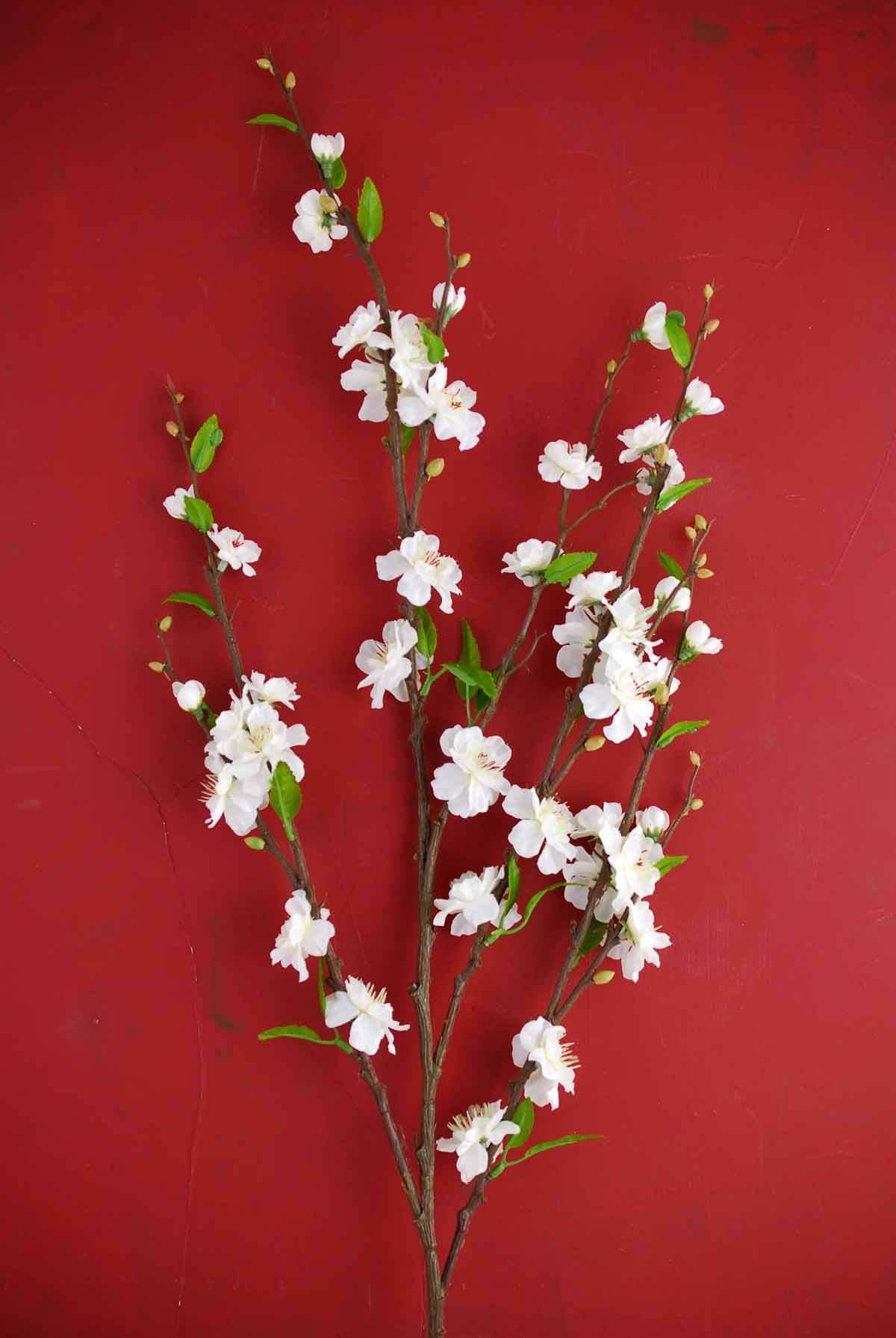 white silk cherry blossom branches 39