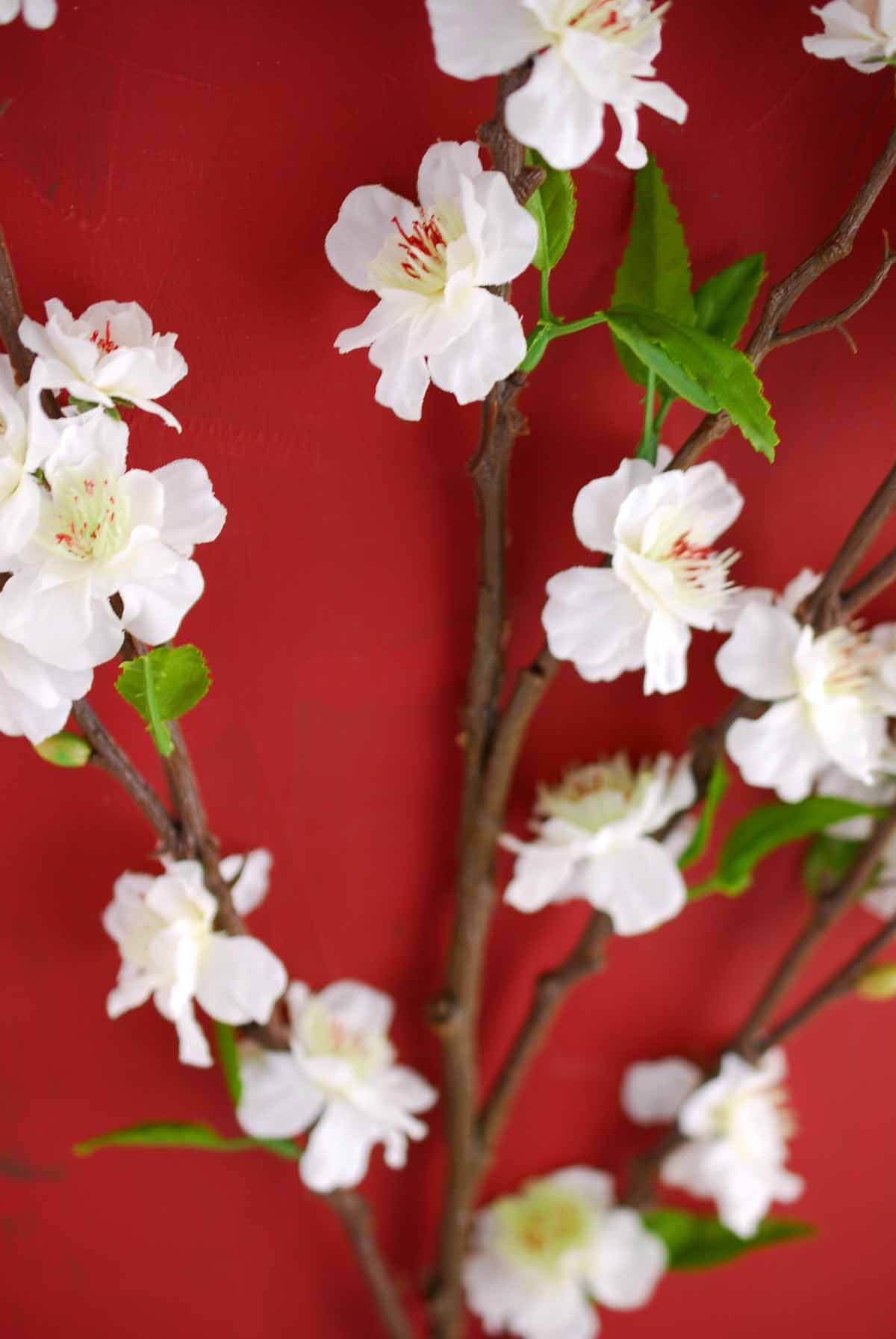 white silk cherry blossom branches 39