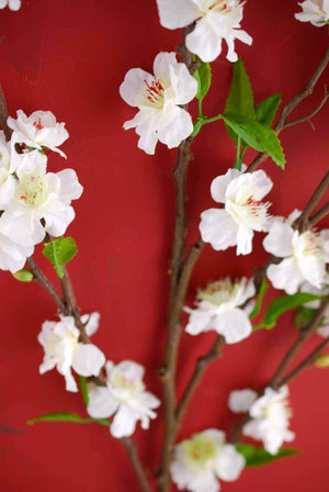White Silk Cherry Blossom Branches 39"