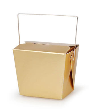 5 Tiny Gold  Takeout Boxes 3in / 8 ounce
