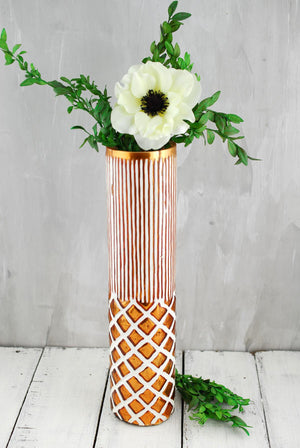 boho copper white ceramic vase 13