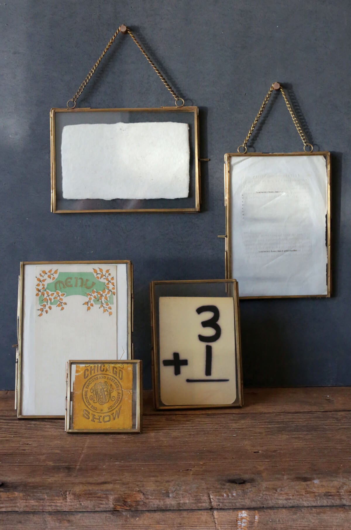 double glass brass glass picture frame 4x6in