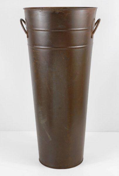 Rusty Brown French Flower Market Bucket 22" with Handles