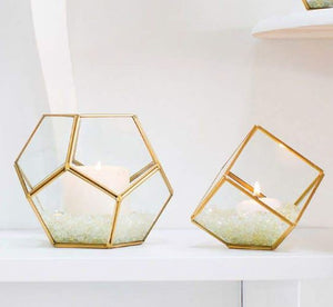 Hira Glass & Brass Terrarium Angled Cube 4.7"