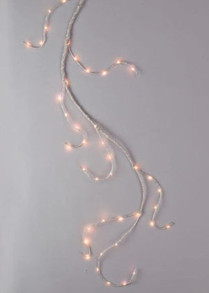 lighted garland 6ft 60 led lights battery operated silver wrapped