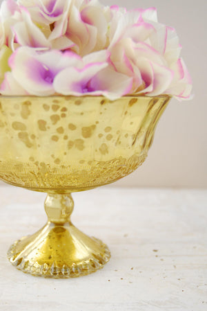 Mercury Glass Compote Gold 7x5.25in