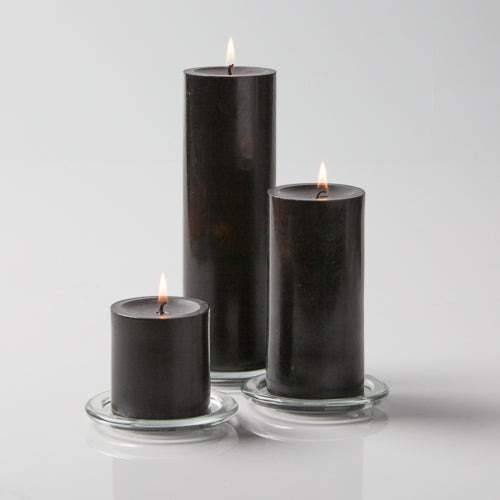 Richland Pillar Candles 3"x3", 3"x6" & 3"x9" Black Set of 12