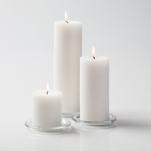 Richland Pillar Candles 3"x3", 3"x6" & 3"x9" White Set of 36