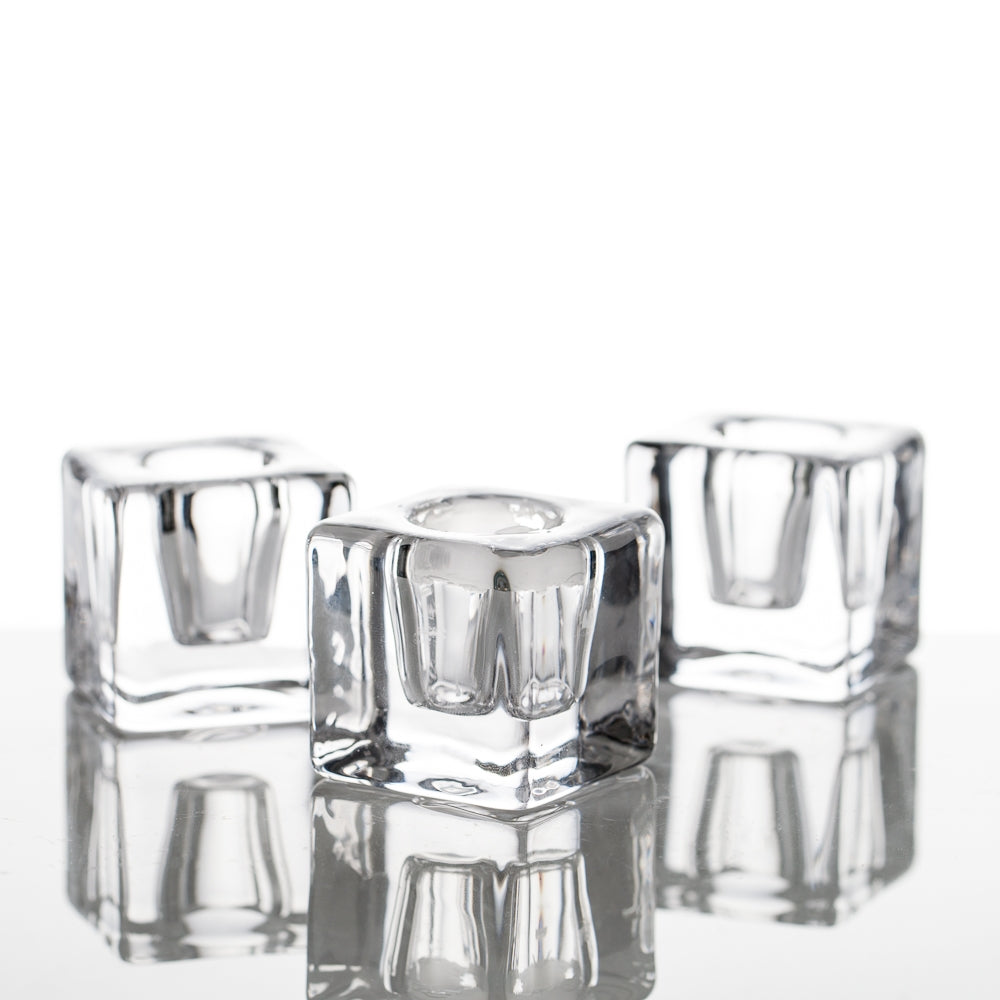 richland square glass taper candle holder set of 6