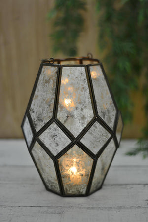 mid century modern candle lantern with chain hanger