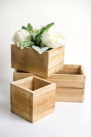 Handmade Wood Planter Boxes with Liner 4x5x10in