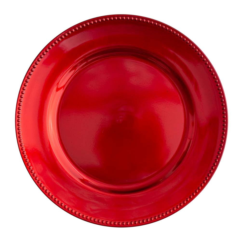 richland beaded charger plate 13 red set of 12