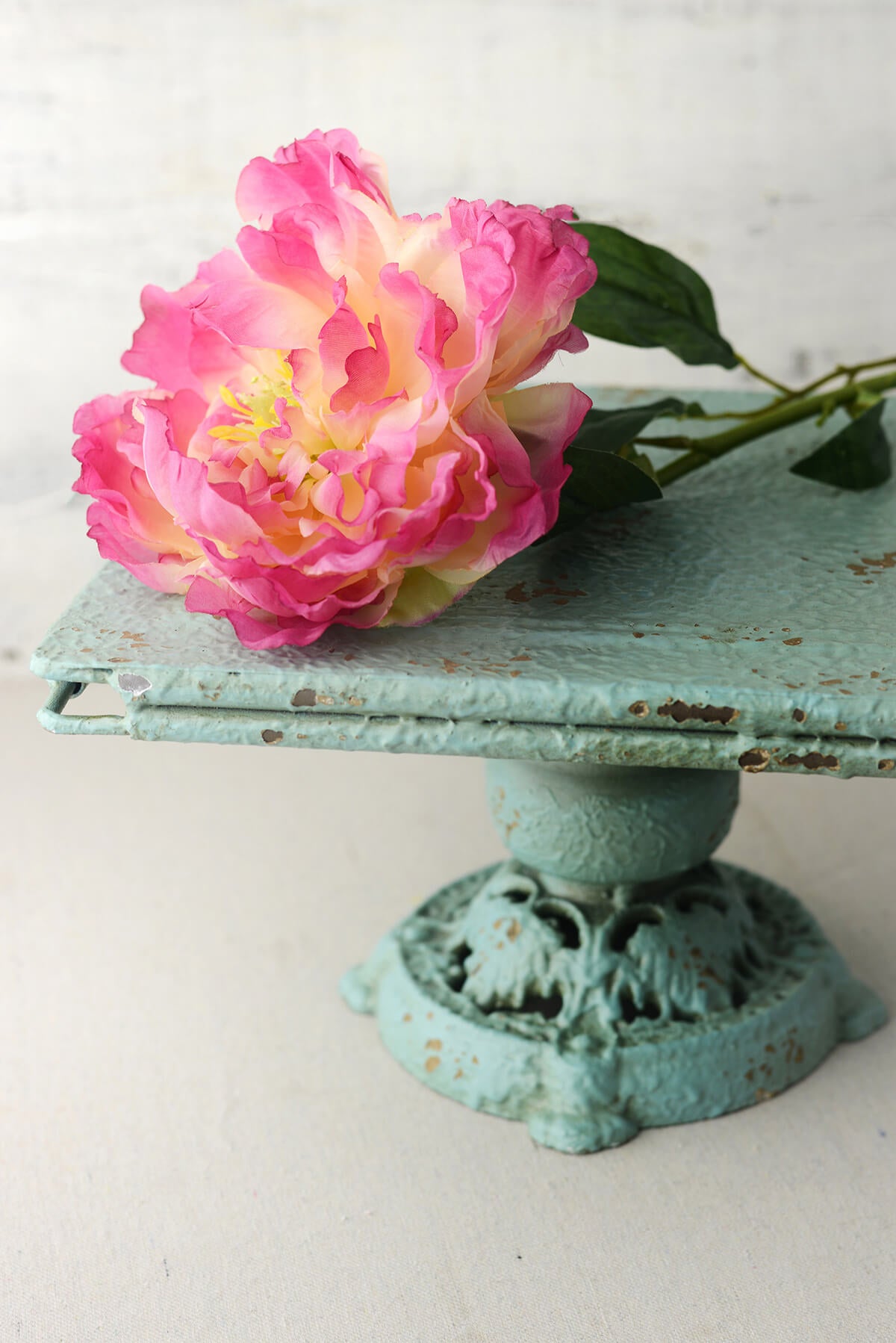 turquoise turn of the century decorative metal pedestal 10 3 4 square