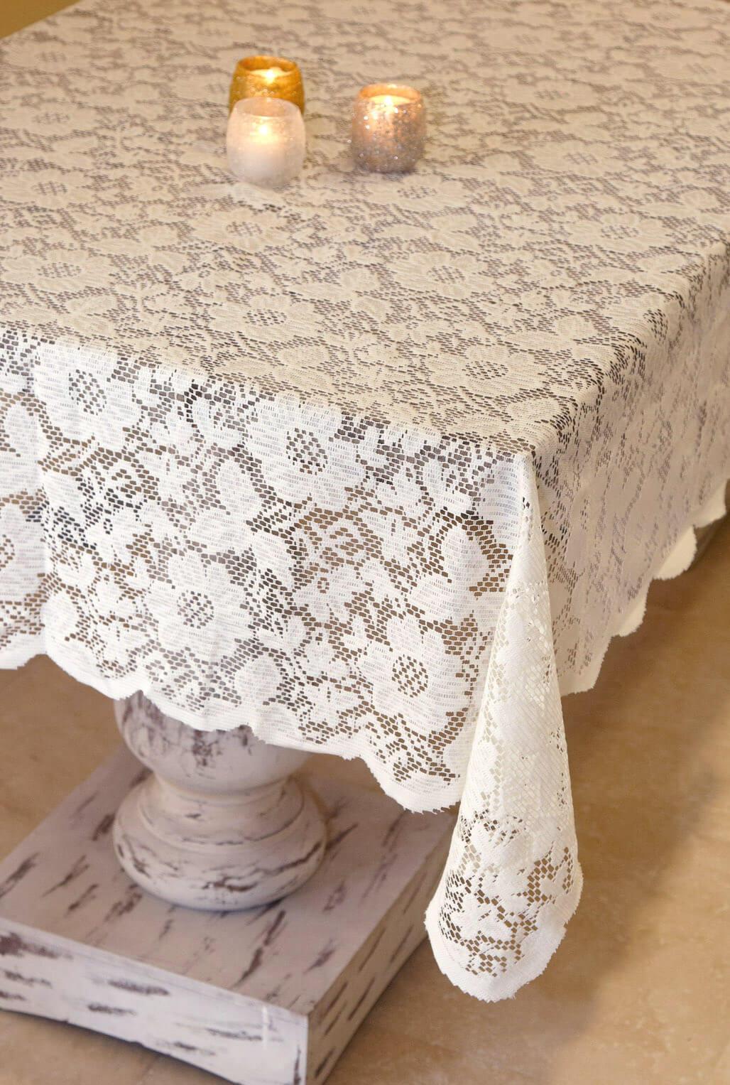Tablecloth Lace Square Ivory 54in